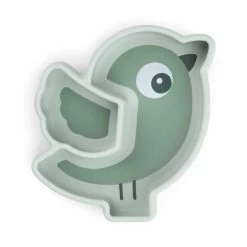 Assiette Compartimentée En Silicone "Stick&Stay Snack Plate Birdee Green" DONE BY DEER