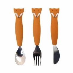 Lot De 3 Couverts En Silicone Et Acier Inoxydable "Mr. Fox" TRIXIE