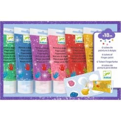 Lot De 6 Tubes De Peinture à Doigts "Paillettes" DJECO -Bébés Produits Magasin lot de 6 tubes de peinture a doigts paillettes djeco 2